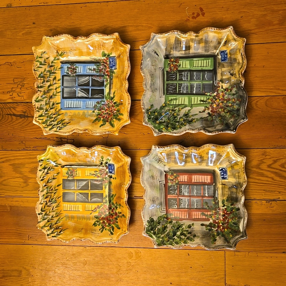 Rue de Paris plates set of 4 multi colored
